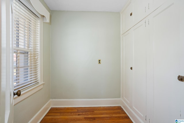 interior space featuring hardwood / wood-style floors and a closet