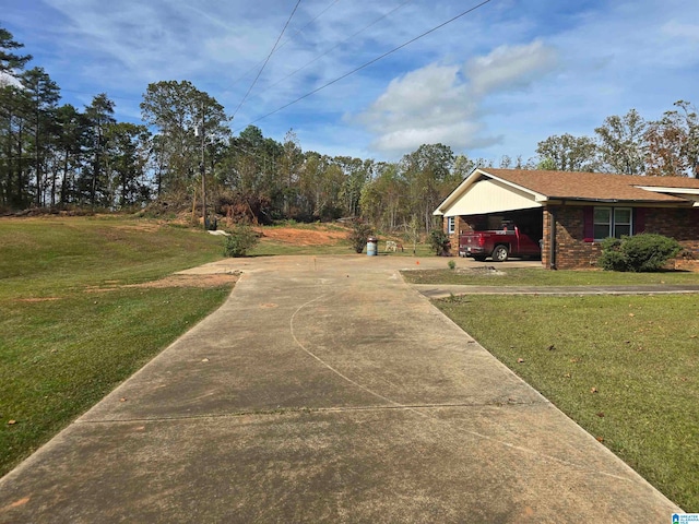 view of yard featuring a carport