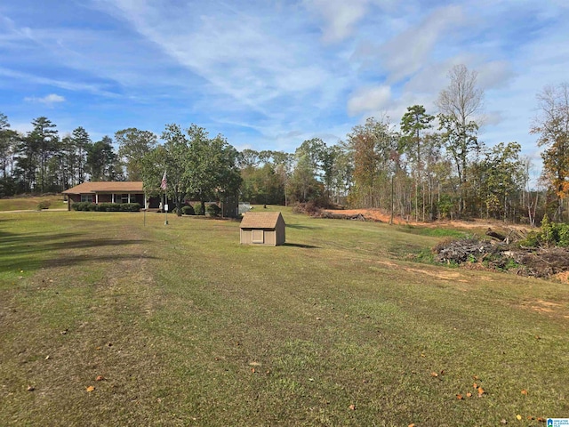 surrounding community featuring a storage unit and a yard