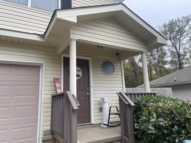 property entrance featuring a garage