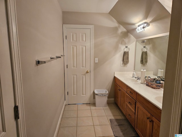 bathroom featuring vanity and tile patterned flooring