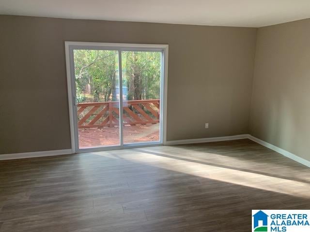 empty room with hardwood / wood-style flooring