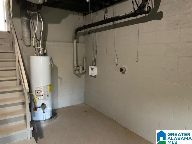 basement with water heater