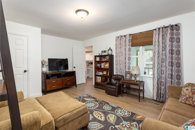 living room with hardwood / wood-style flooring