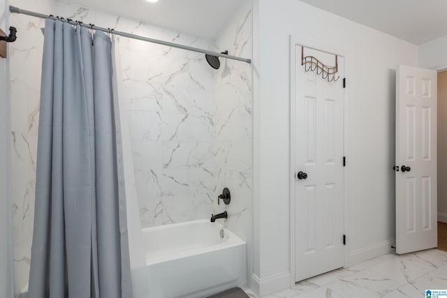 bathroom featuring shower / bath combo with shower curtain