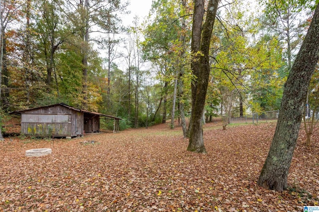 view of yard with an outbuilding