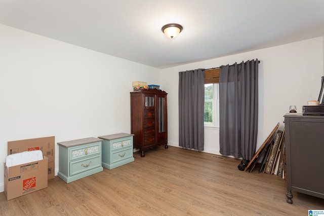 misc room with light hardwood / wood-style flooring