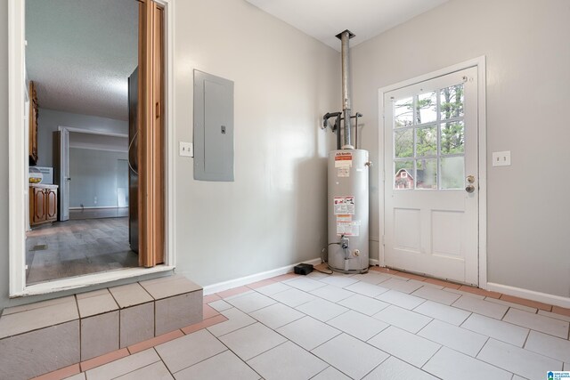 interior space featuring water heater and electric panel