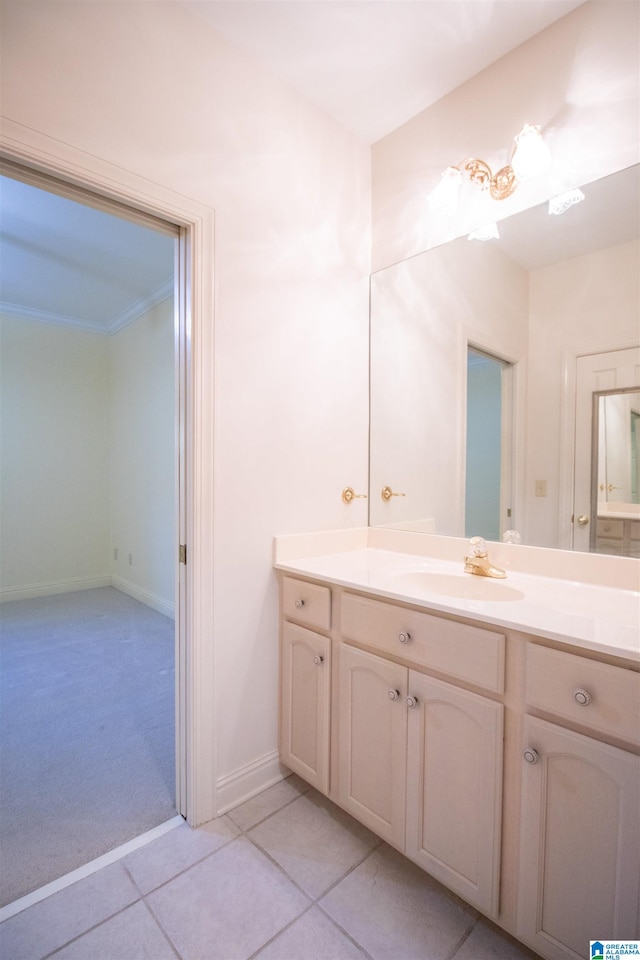 bathroom with vanity and tile patterned floors