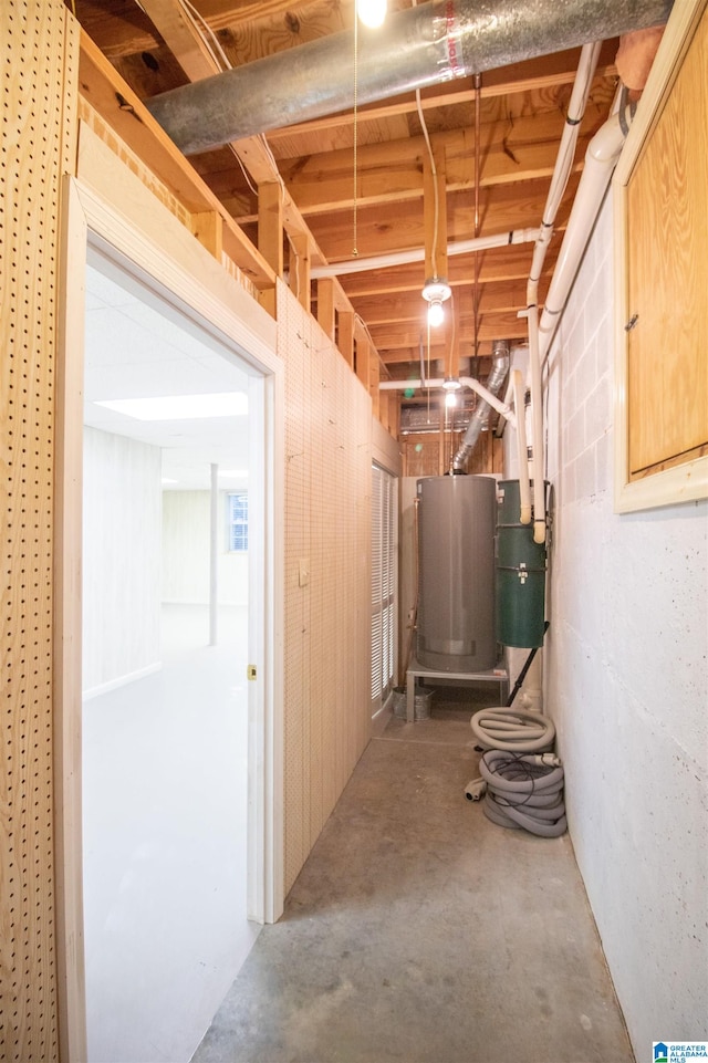 basement with gas water heater