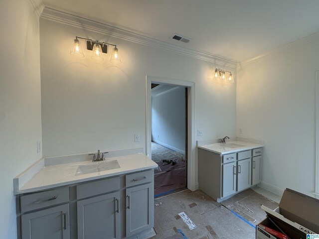 bathroom featuring ornamental molding and sink