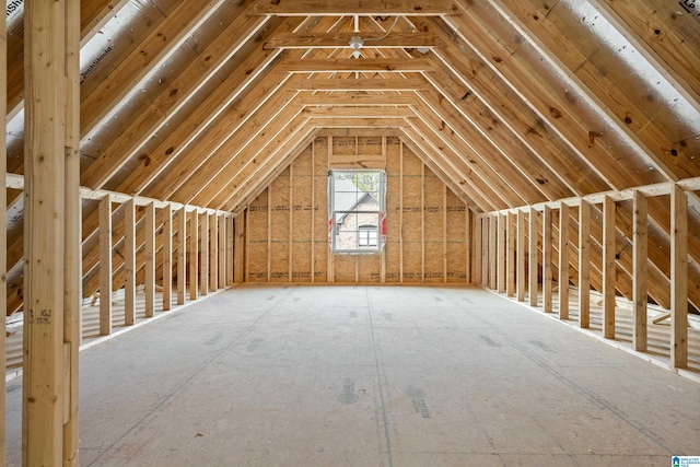 view of unfinished attic