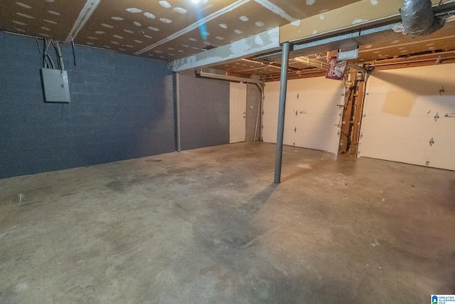 basement with electric panel