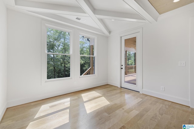 6558 Deerfoot Crossing Rd, Trussville, AL 35173 - unfurnished room with beam ceiling, light wood-style flooring, baseboards, and recessed lighting