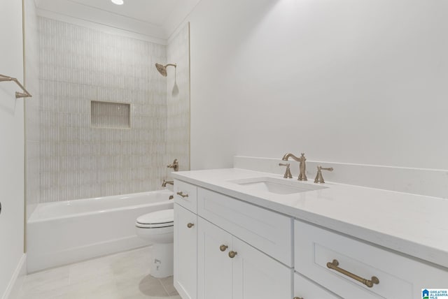 6558 Deerfoot Crossing Rd, Trussville, AL 35173 - full bathroom featuring toilet, vanity, shower / bath combination, and tile patterned flooring