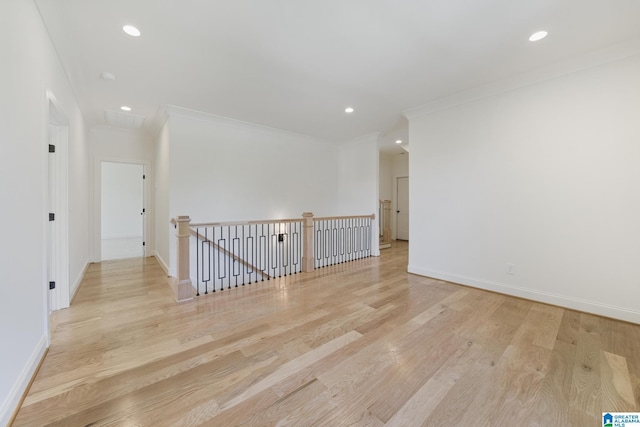 6558 Deerfoot Crossing Rd, Trussville, AL 35173 - unfurnished room featuring ornamental molding, recessed lighting, light wood finished floors, and baseboards