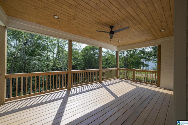 6558 Deerfoot Crossing Rd, Trussville, AL 35173 - deck featuring ceiling fan and view of scattered trees