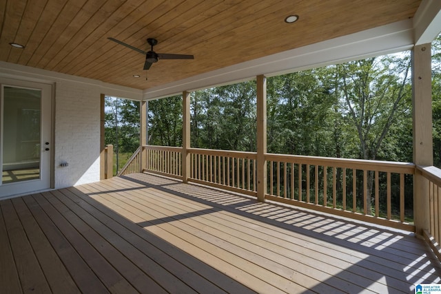 6558 Deerfoot Crossing Rd, Trussville, AL 35173 - wooden deck featuring ceiling fan and view of scattered trees