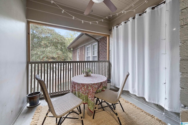 balcony with ceiling fan