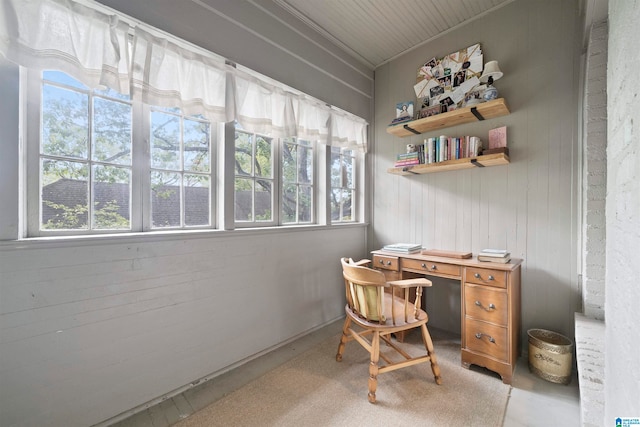 office with wooden walls