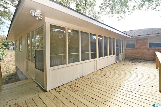 deck featuring a sunroom