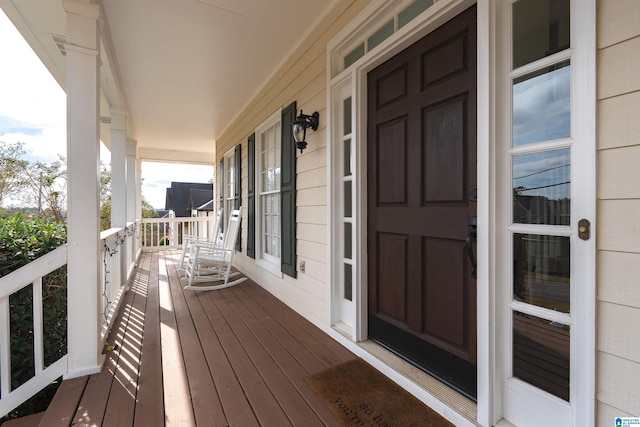 wooden deck with covered porch