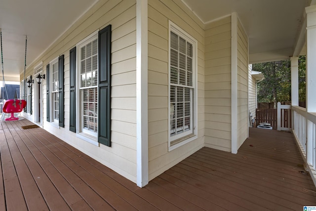 wooden terrace with covered porch