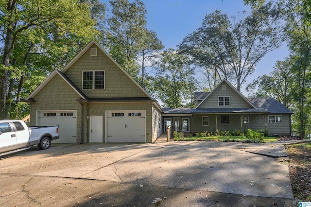 craftsman inspired home featuring a garage