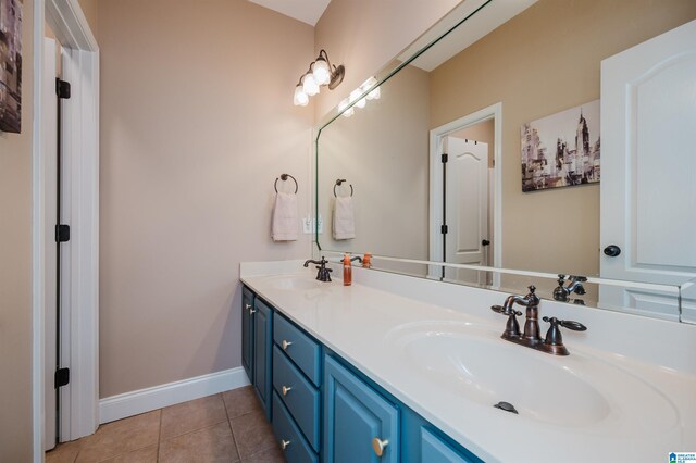 bathroom with tile patterned flooring and vanity