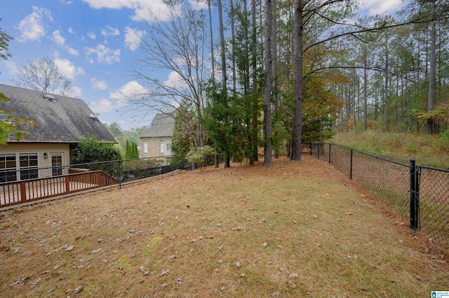 view of yard with a deck