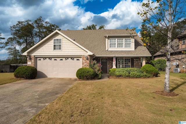 view of front of house featuring a front lawn and central AC unit