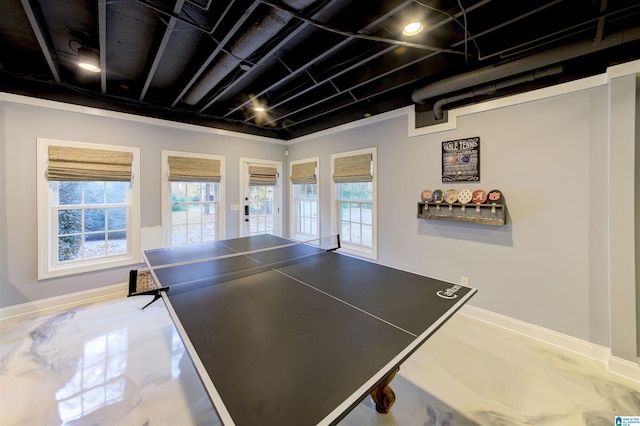 playroom with concrete floors