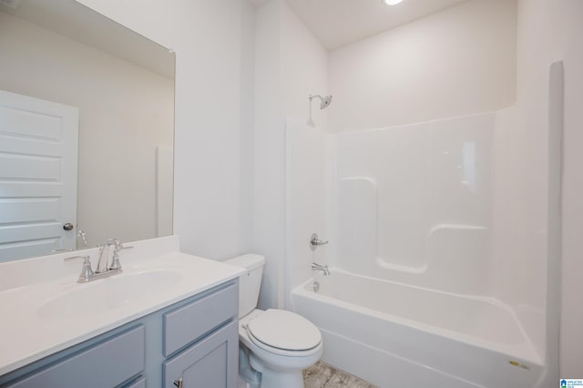 full bathroom with vanity, toilet, and shower / bathing tub combination