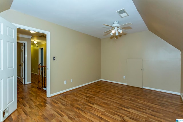 bonus room featuring hardwood / wood-style floors and ceiling fan