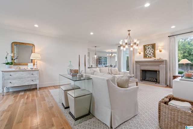 living room featuring light hardwood / wood-style floors