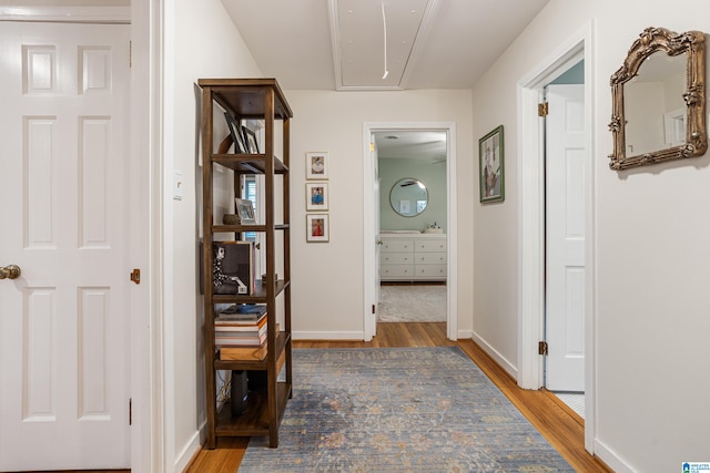 corridor featuring hardwood / wood-style floors