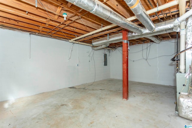 basement with electric panel