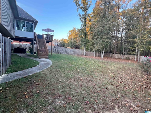 view of yard featuring a deck