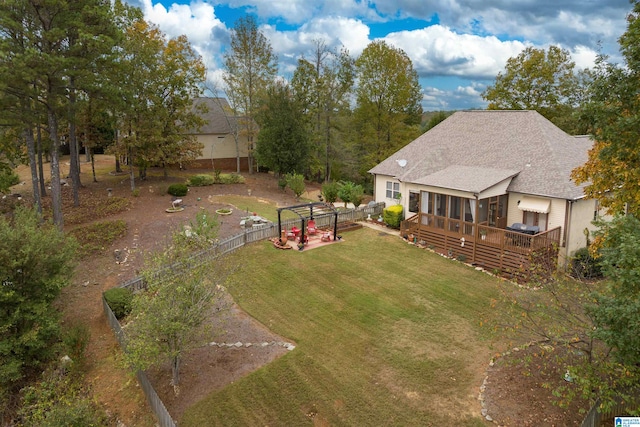 view of yard featuring a deck