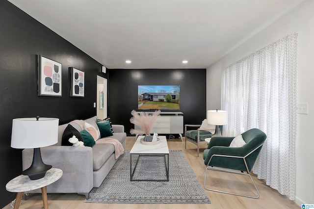 living room featuring light hardwood / wood-style flooring