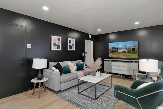 living room featuring light wood-type flooring