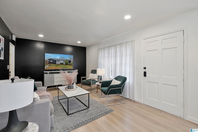 living room featuring light hardwood / wood-style flooring