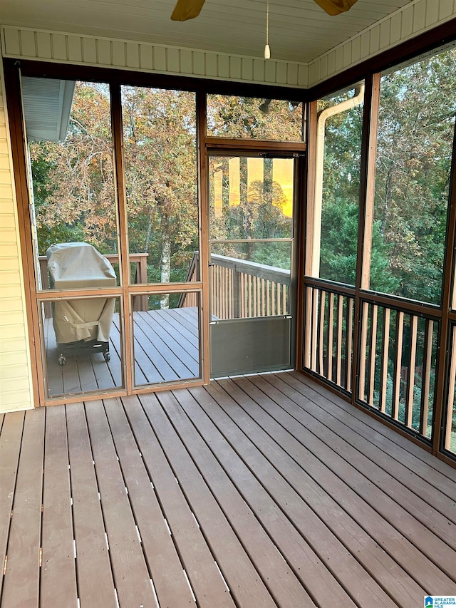 view of unfurnished sunroom