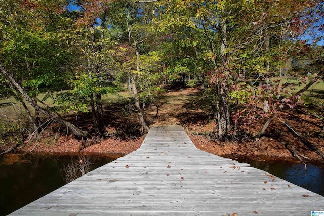 view of dock featuring a water view