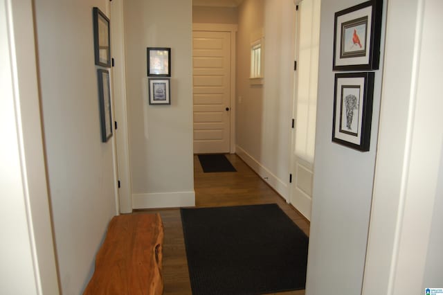 corridor featuring wood-type flooring