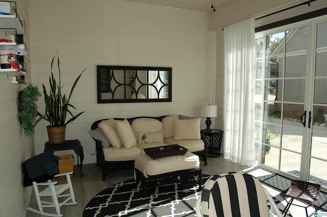 living room featuring light hardwood / wood-style floors