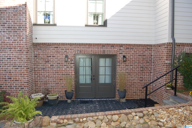 property entrance with french doors