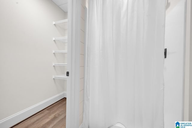 bathroom featuring hardwood / wood-style flooring