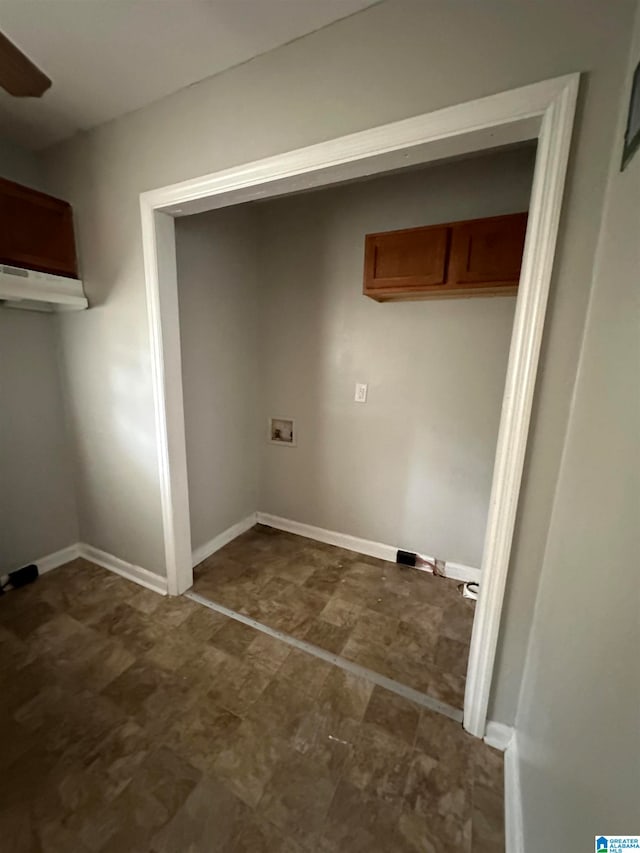 washroom with washer hookup and ceiling fan