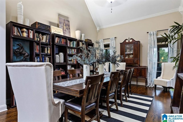 110 Sterling Lakes Dr, Helena, AL 35080 - dining space with vaulted ceiling, ornamental molding, and wood finished floors